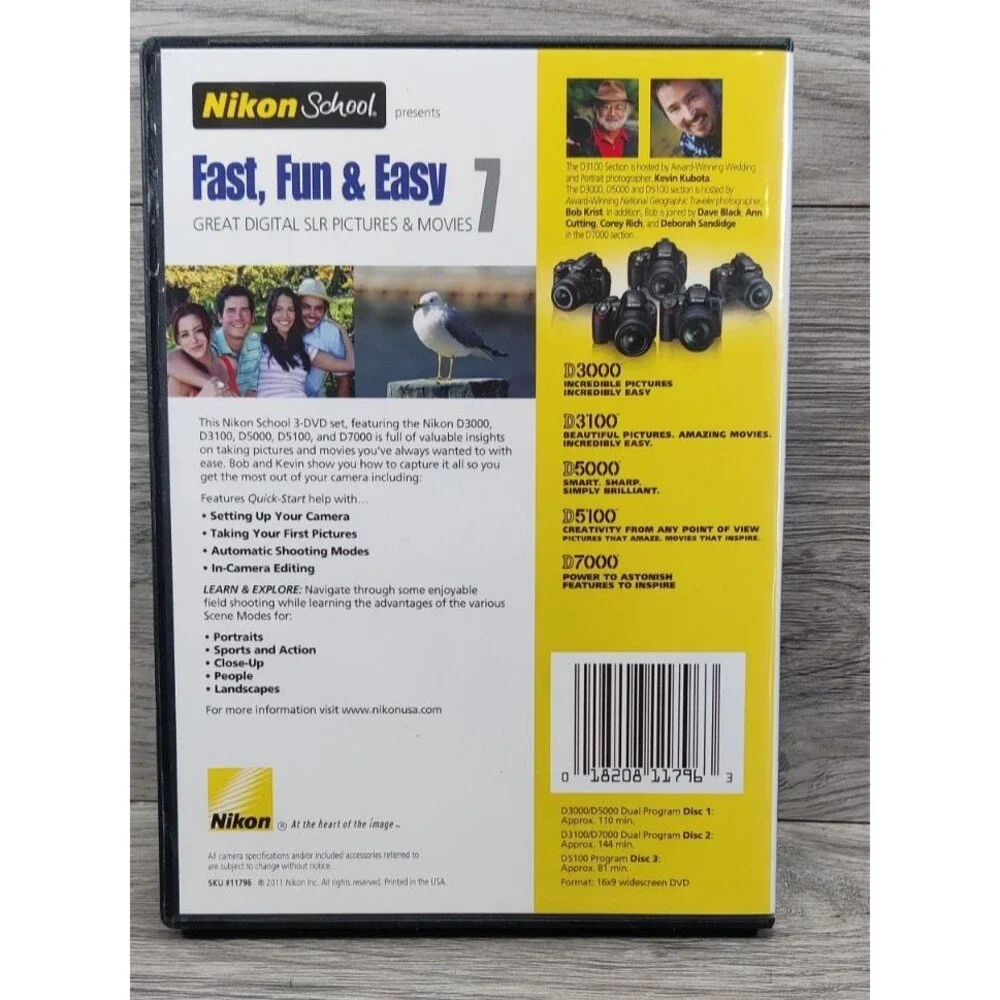 Camera Training DVD Nikon School Fast Fun Easy 7 D3000 D3100 D5000 D5100 D7000